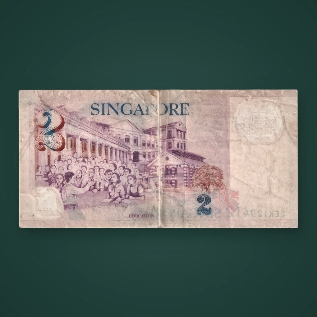 Rare 2 Dollars Singapore Portrait Series Yusof bin Ishak Education Theme Monetary Authority of Singapore Note # A947