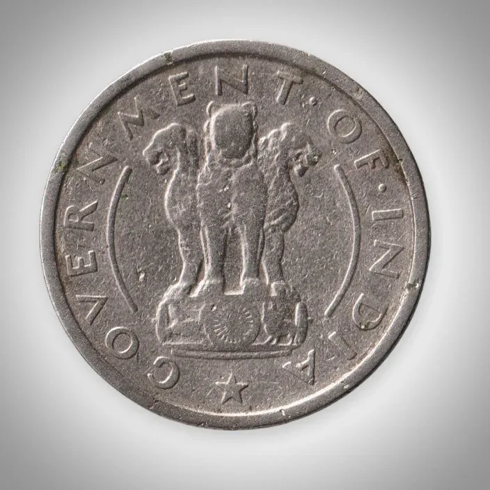 Rare 1/2 Rupee 1954 Pre-Decimal Anna Series Calcutta Mint Government of India Republic India Coin # A954