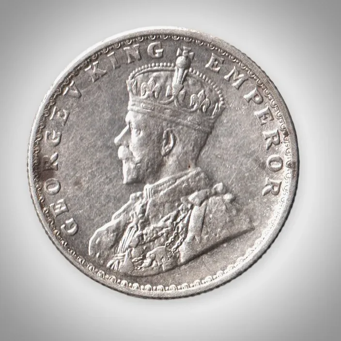 Rare Half Rupee 1919 King George V Bombay Mint British India Silver Coin # A956