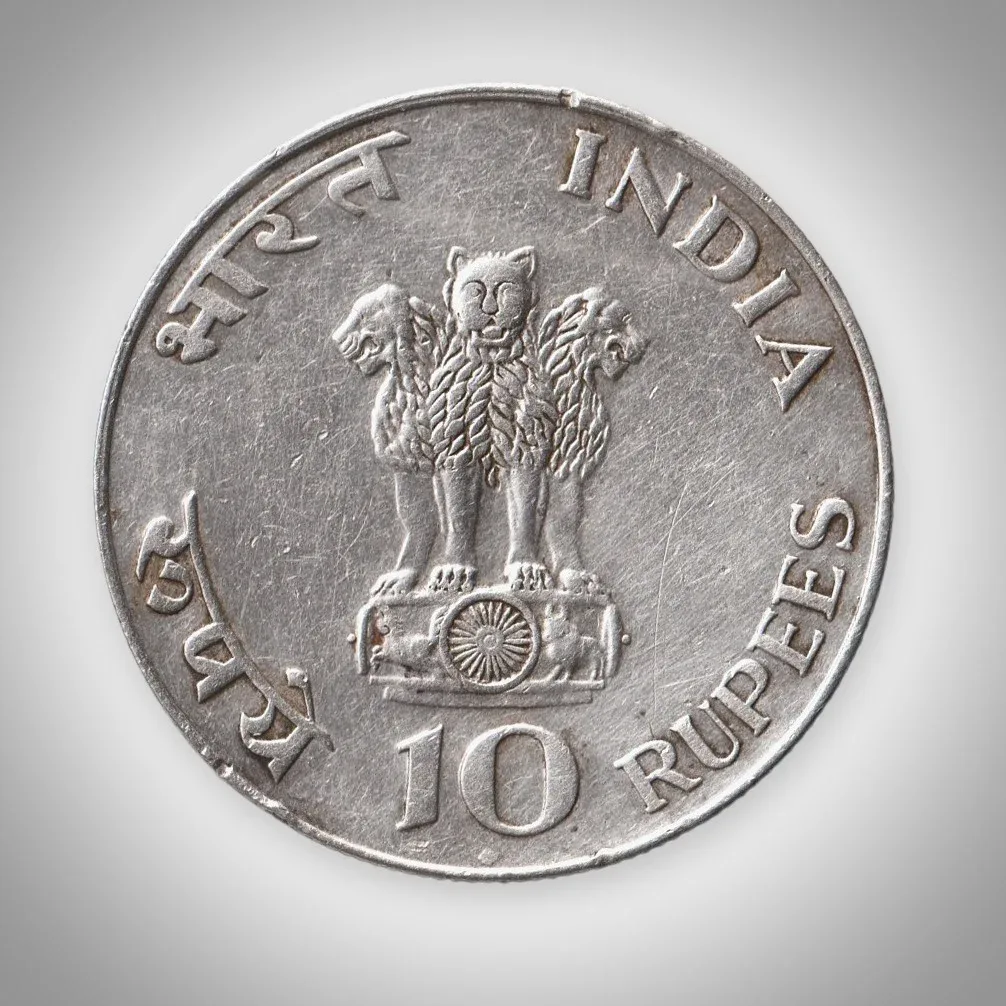 Rare 10 Rupees 1969 Mahatma Gandhi Birth Centenary Silver Republic of India Commemorative Coin # A960