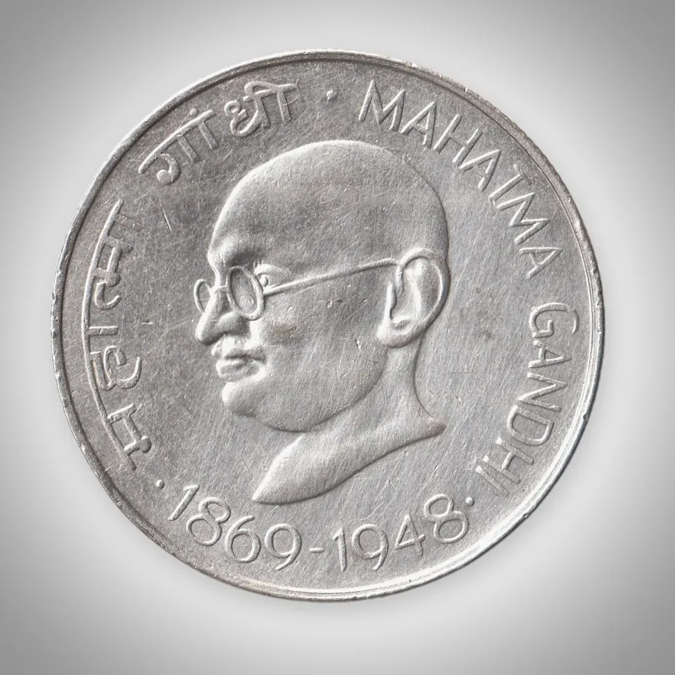 Rare 10 Rupees 1969 Mahatma Gandhi Centenary Silver Republic India Mumbai Mint Commemorative Coin # A961
