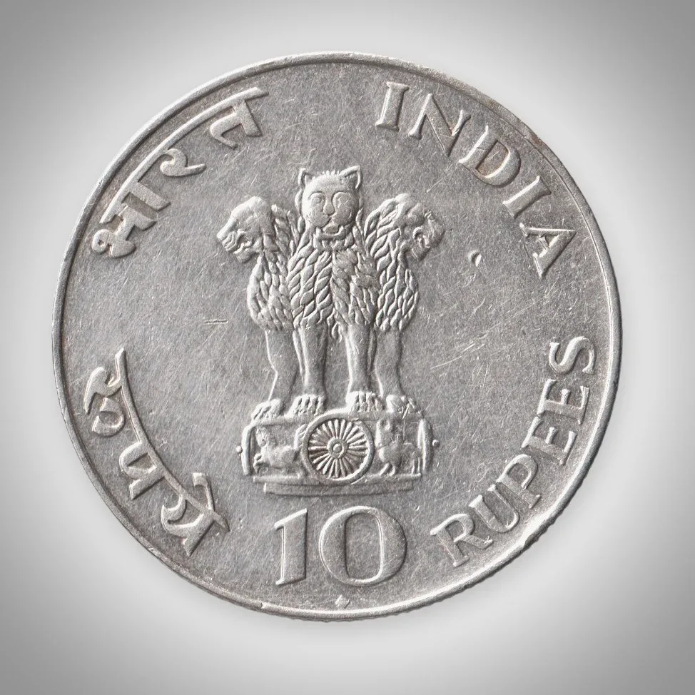 Rare 10 Rupees 1969 Mahatma Gandhi Centenary Silver Republic India Mumbai Mint Commemorative Coin # A961