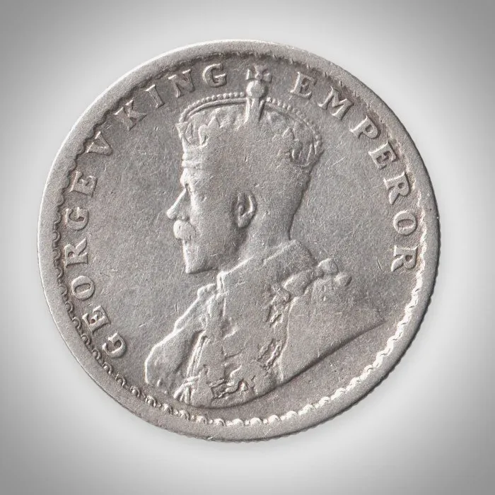 Rare Half Rupee 1924 King George V Calcutta Mint British India Silver Coin # A965