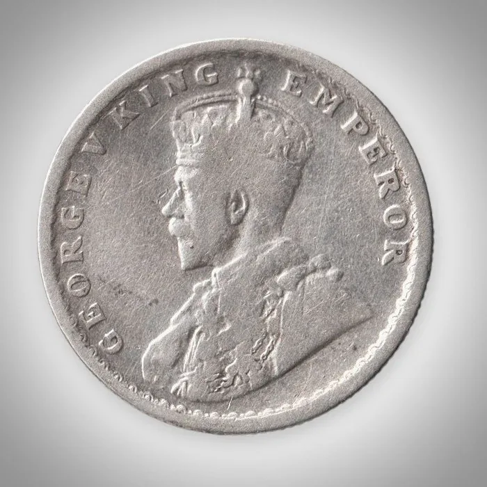Rare Half Rupee 1925 King George V Calcutta Mint Silver British India Coin # A966