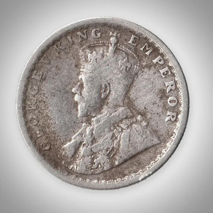 Rare Half Rupee 1926 King George V Calcutta Mint British India Silver Coin # A967