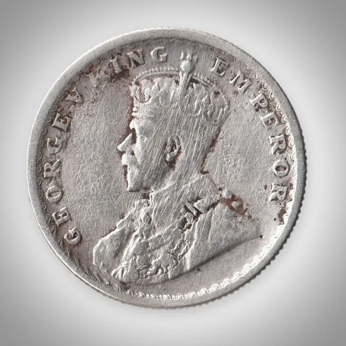 Rare Half Rupee 1933 King George V Calcutta Mint British India Silver Coin # A969