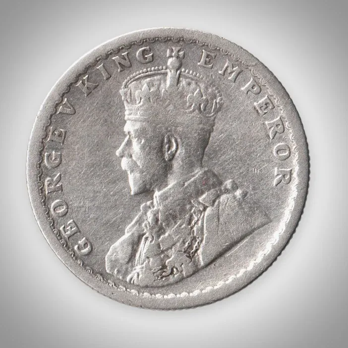 Rare Half Rupee 1934 King George V Calcutta Mint British India Silver Coin # A970