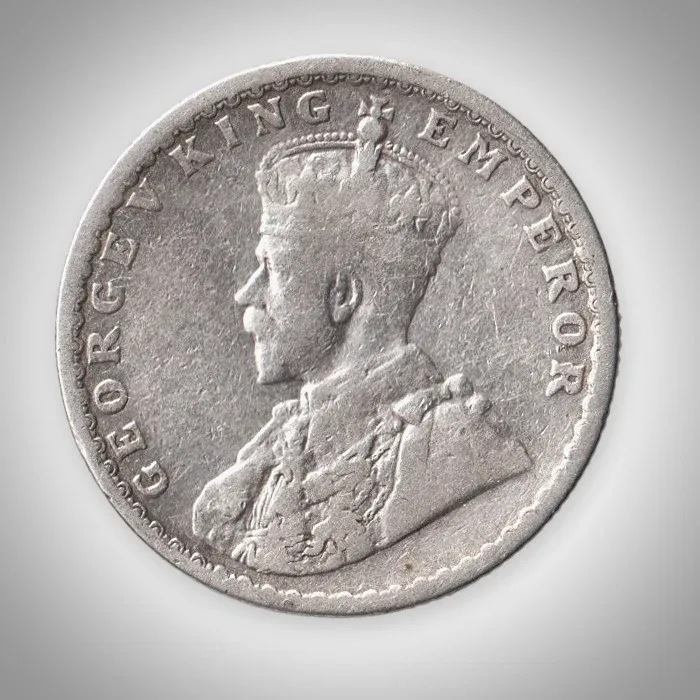 Rare Half Rupee 1917 King George V Bombay Mint British India Silver Coin # A962