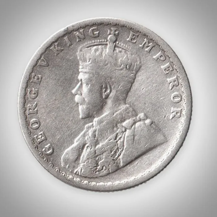 Rare Half Rupee 1918 King George V Bombay Mint British India Silver Coin # A963