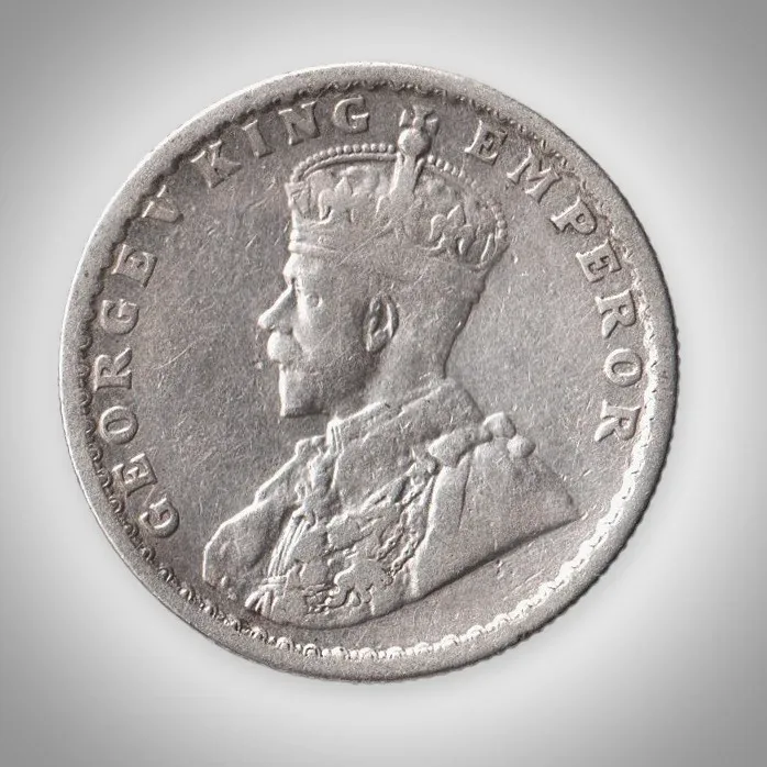 Rare Half Rupee 1919 King George V Bombay Mint British India Silver Coin # A964