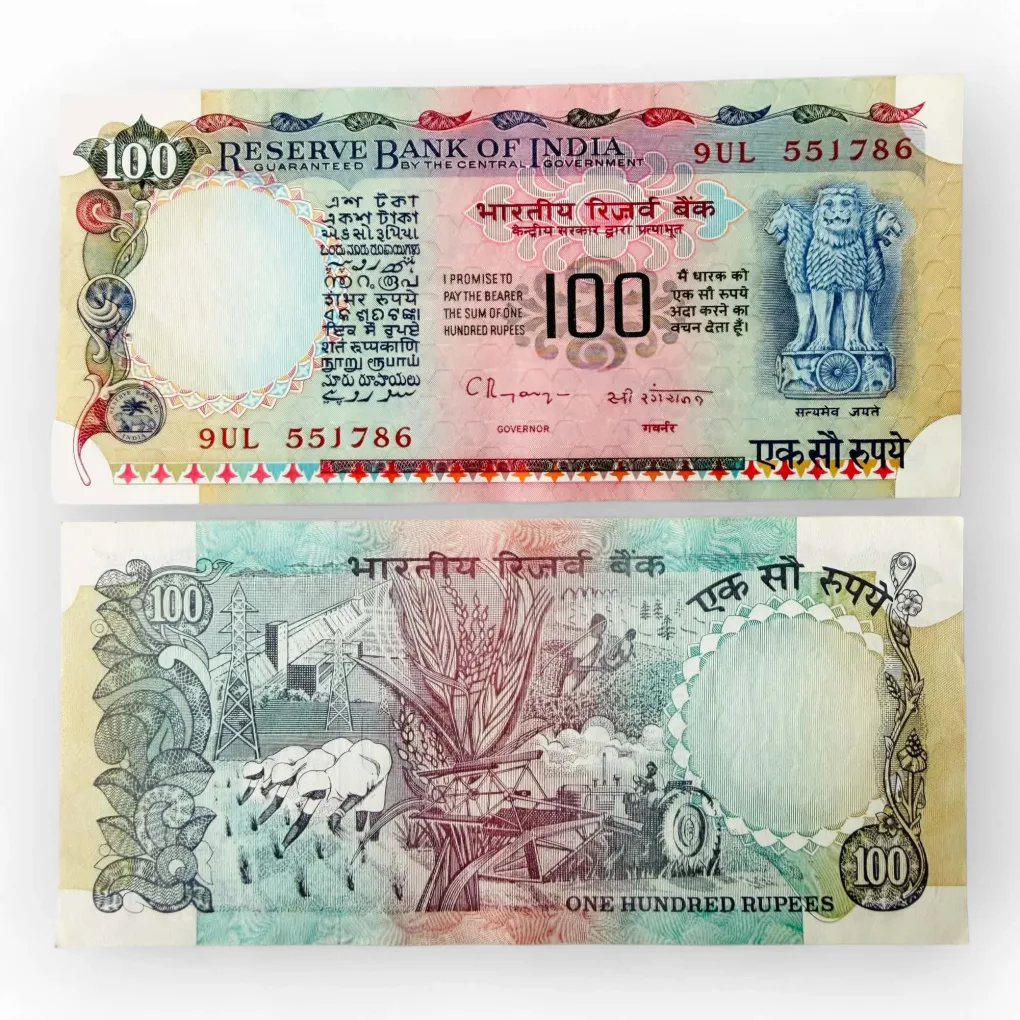 Rs 100 India Banknote Signed By C Rangarajan Ending 786 Issue Agriculture Issue Unique and Rare