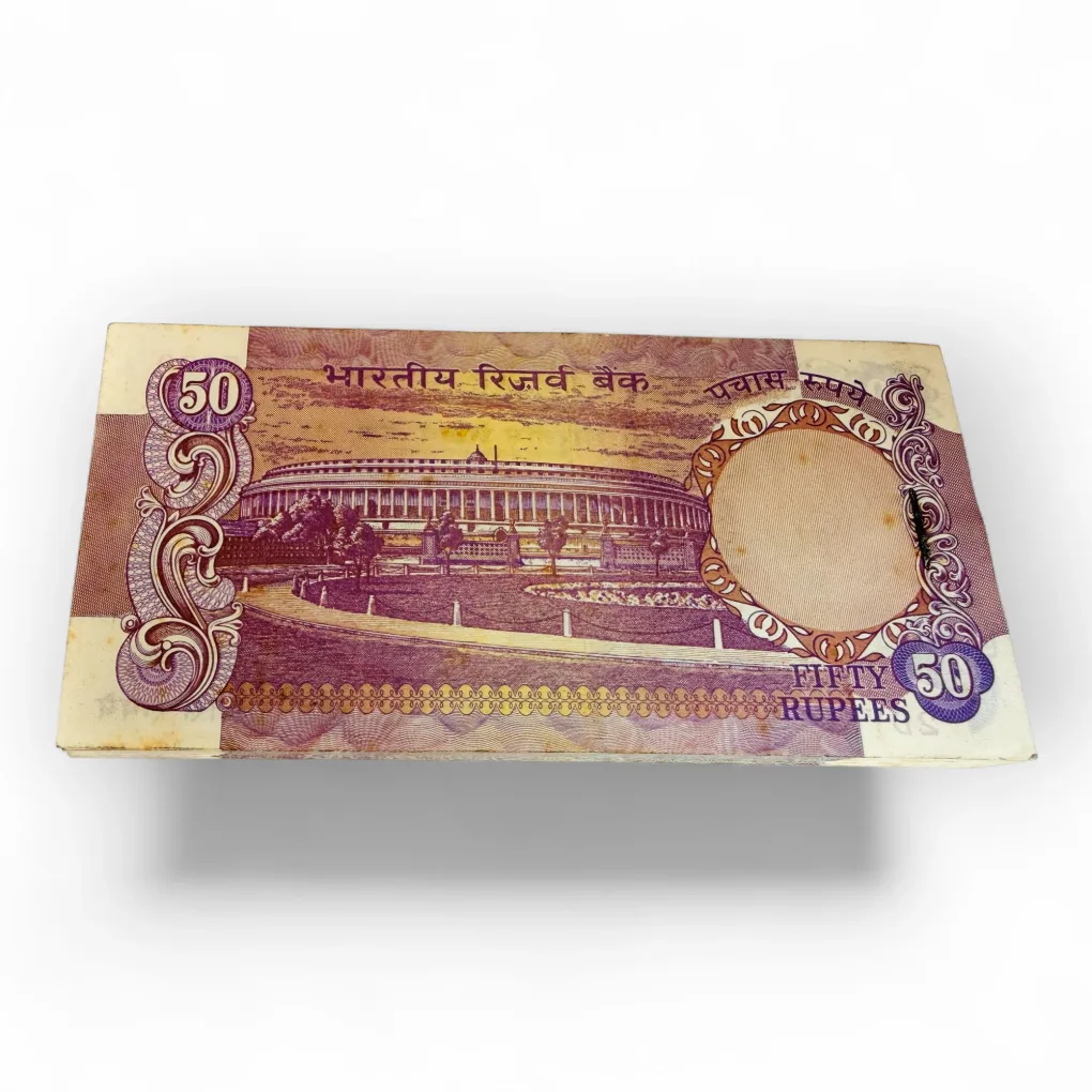 F4 Rs 50 India Banknote Purple Without Flag Serial Bundle Signed By I G Patel Unc Unique and Rare