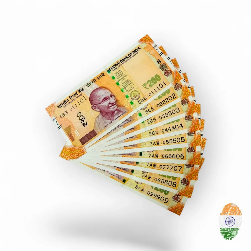 Rs 200 India Banknote Fancy Number Set 111101 till 999909 Gem Unc Very Unique and Rare