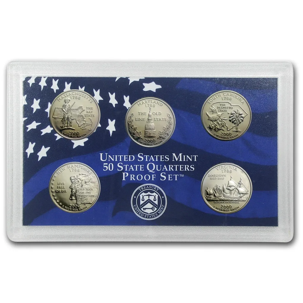 2000 UNITED STATES MINT PROOF SET SPECIFICATIONS ( 5X2 ) COINS SET WITH CERTIFICATE