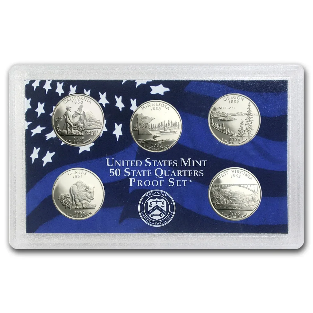 2005 UNITED STATES MINT PROOF SET SPECIFICATIONS ( 5X2 ) COINS SET WITH CERTIFICATE