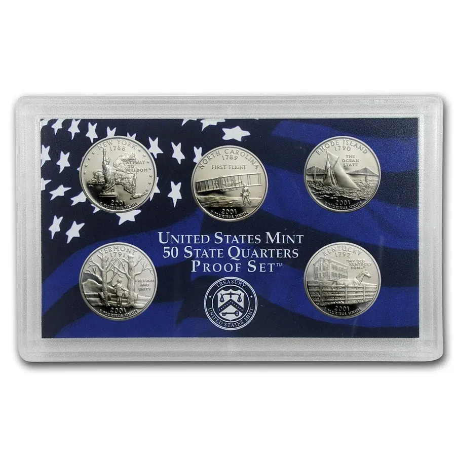 2001 UNITED STATES MINT PROOF SET SPECIFICATIONS ( 5X2 ) COINS SET WITH CERTIFICATE