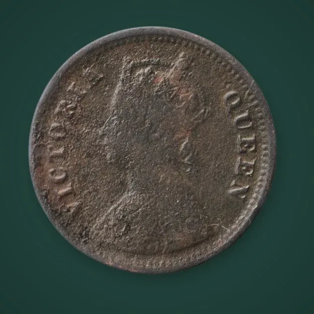 Rare 1/2 Pice 1862 Queen Victoria British India Copper Coin # A1009