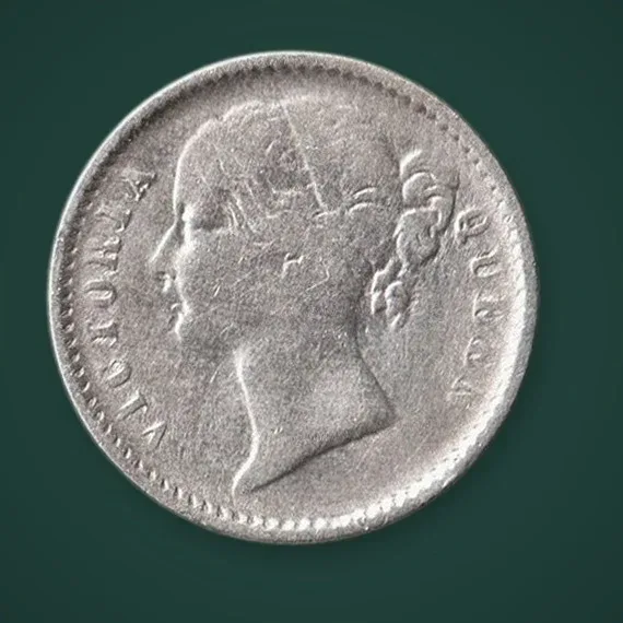 Rare 1/4 Quarter Rupee 1840 Divided Legend Queen Victoria East India Company British India Silver Coin # A989
