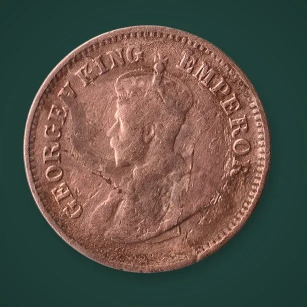 Rare 1/2 Pice 1924 King George V Calcutta Mint British India Coin # A1013