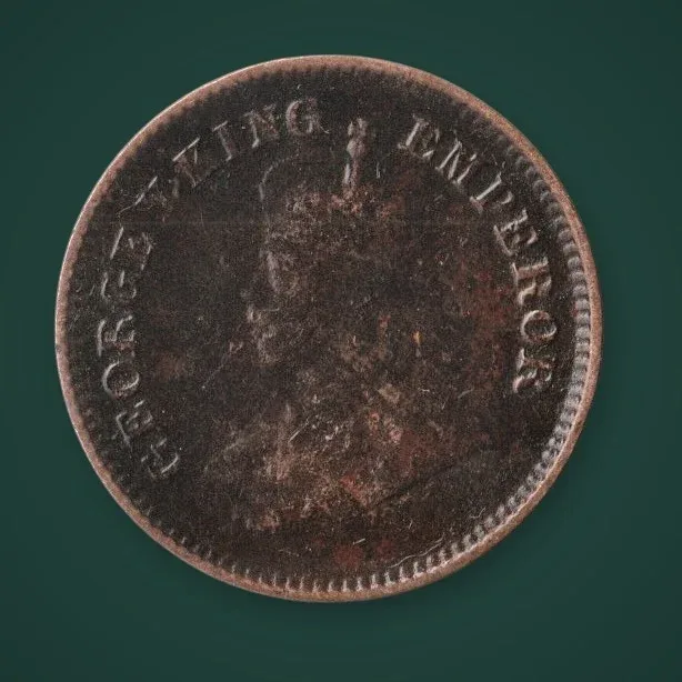 Rare 1/2 Pice 1923 George V King Emperor Calcutta Mint British India Coin # A1014