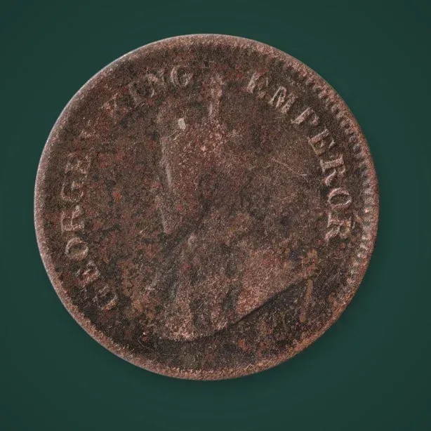Rare 1/2 Pice 1912 King George V Calcutta Mint British India Coin # A1016