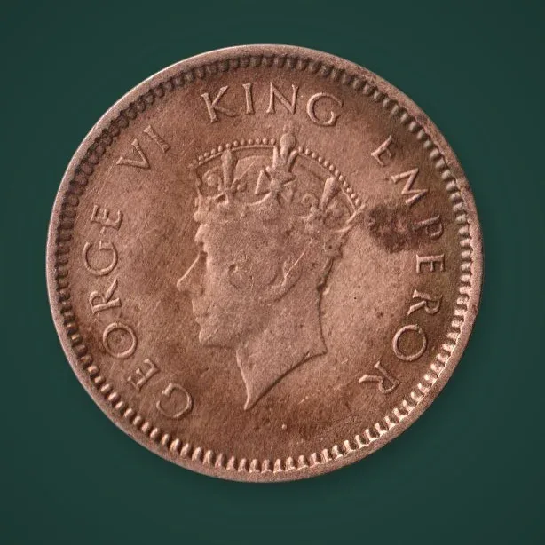 Rare 1/2 Pice 1939 King George VI Calcutta Mint British India Coin # A1018