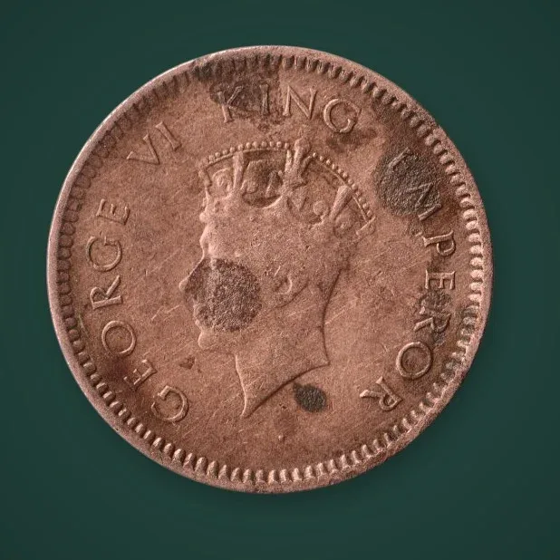 Rare 1/2 Pice 1939 King George VI Calcutta Mint British India Coin # A1019