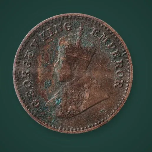 Rare 1/12 Anna 1921 King George V Calcutta Mint British India Coin # A1023
