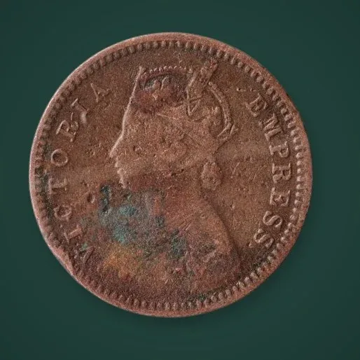 Rare 1/12 Anna 1897 Queen Victoria Empress Calcutta Mint British India Copper Coin # A1024