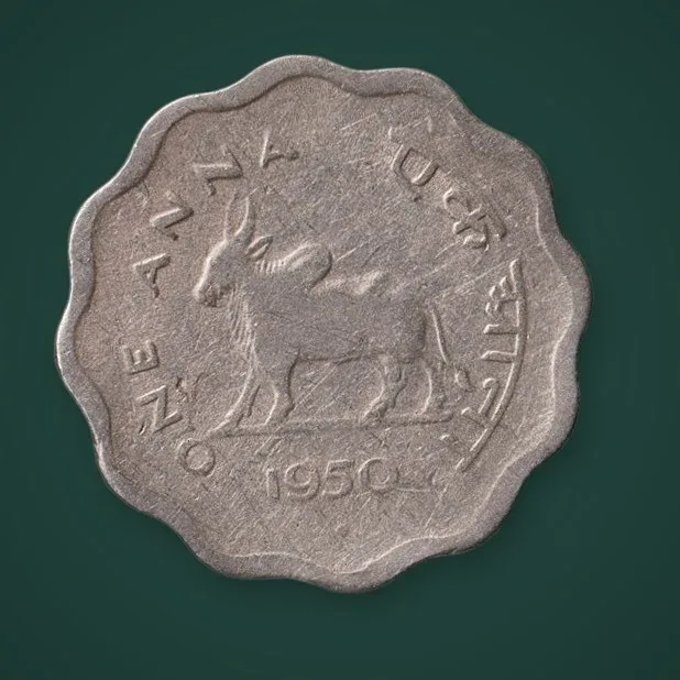 Rare 1 Anna 1950 Bull Anna Series Bombay Mint Republic of India Pre-Decimal Coinage Coin # A1032