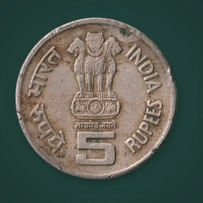 Rare 5 Rupees 2001 Bhagwan Mahavir 2600th Janma Kalyanak Republic of India Commemorative Coin # A1048