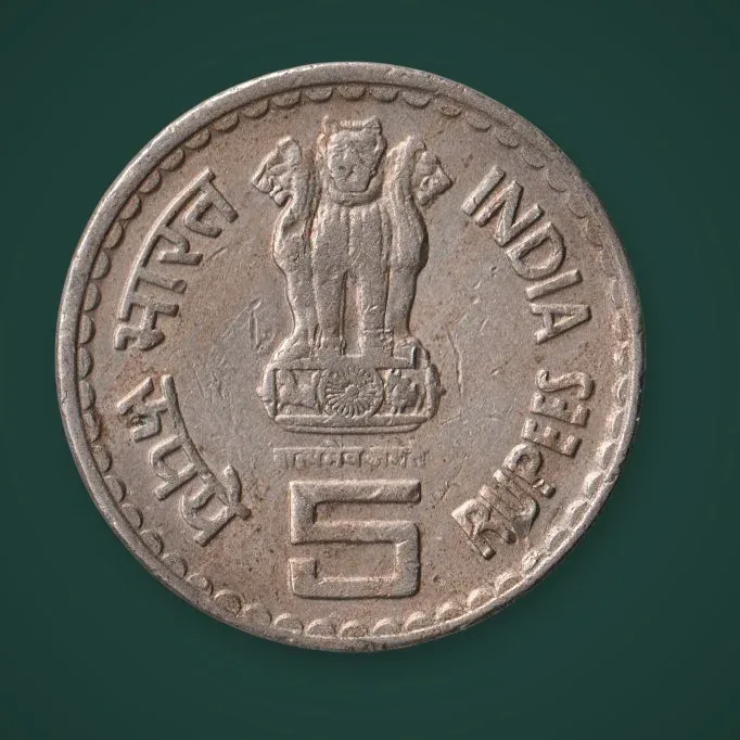 Rare 5 Rupee Mahatma Basveshwara Commemorative Republic of India Coinage India Coin # A1049