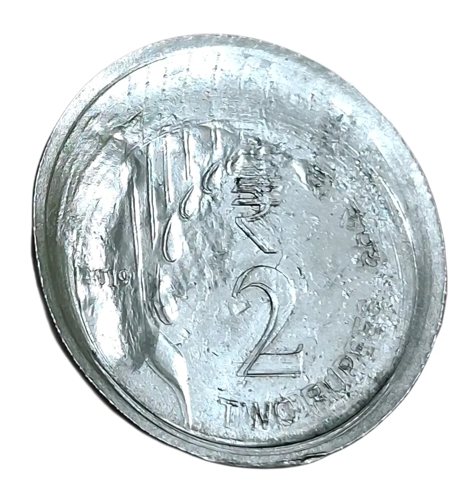 2 Rupees Fss Rain Drops Series Year 2019 BROAD STRUCK, & STRUCK THROUGH and MULTIPLE STRIKES Errors **V.RARE** High UNC Grade.