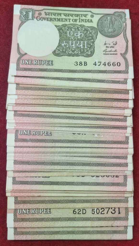 ONE RUPEES NEW 2015 TO 2020 UNC 100 NOTE PACKET