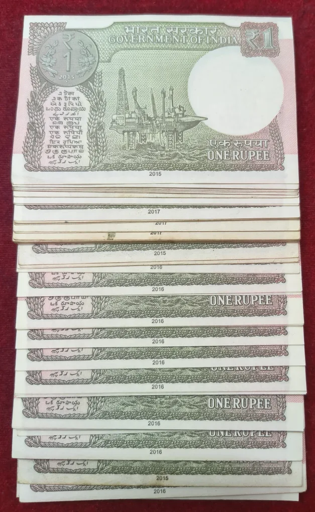 ONE RUPEES NEW 2015 TO 2020 UNC 100 NOTE PACKET