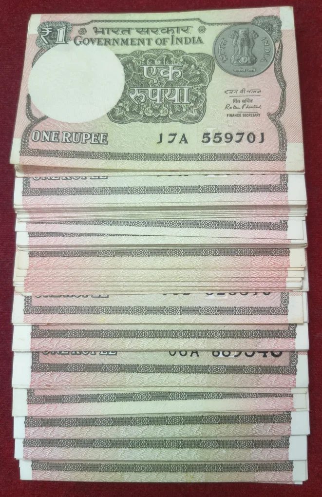 ONE RUPEES NEW 2015 TO 2020 UNC 100 NOTE PACKET