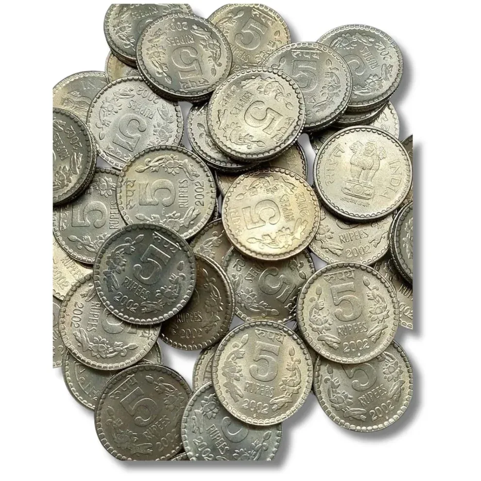 5 Rupees Old Copper Nickel Coin Mix mint Mix year Condition UNC Cluster Coin Set of 50 Coins