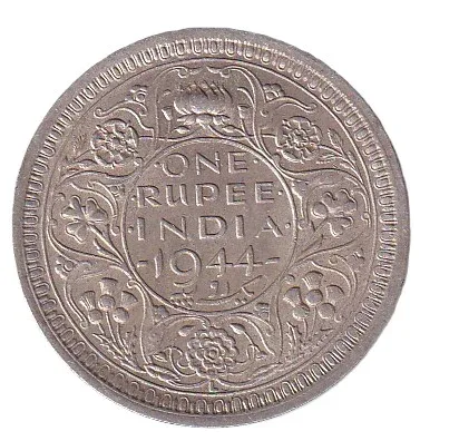 British-India 1 Rupee 1944 - George VI Rare Lahore Mint Silver Coin