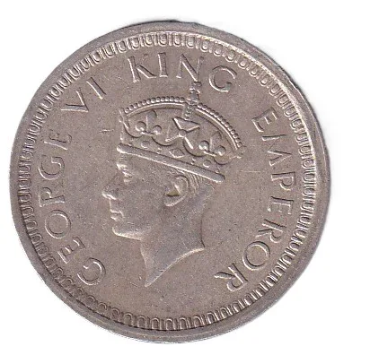 British-India 1 Rupee 1944 - George VI Rare Lahore Mint Silver Coin
