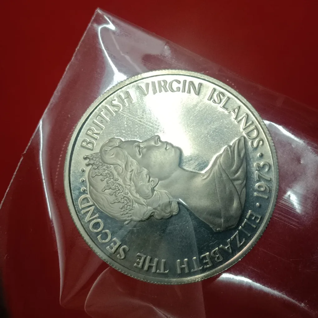 Rare Elizabeth The Second British Viirgin Islands 25 Cents Proof Coin 1973 Year  Issued Royal Mint