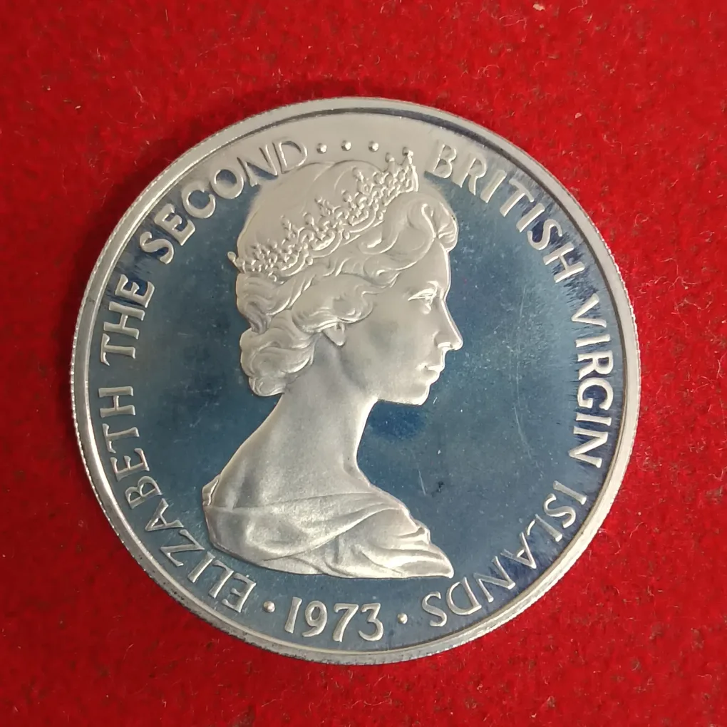 Rare Elizabeth The Second British Viirgin Islands 25 Cents Proof Coin 1973 Year  Issued Royal Mint
