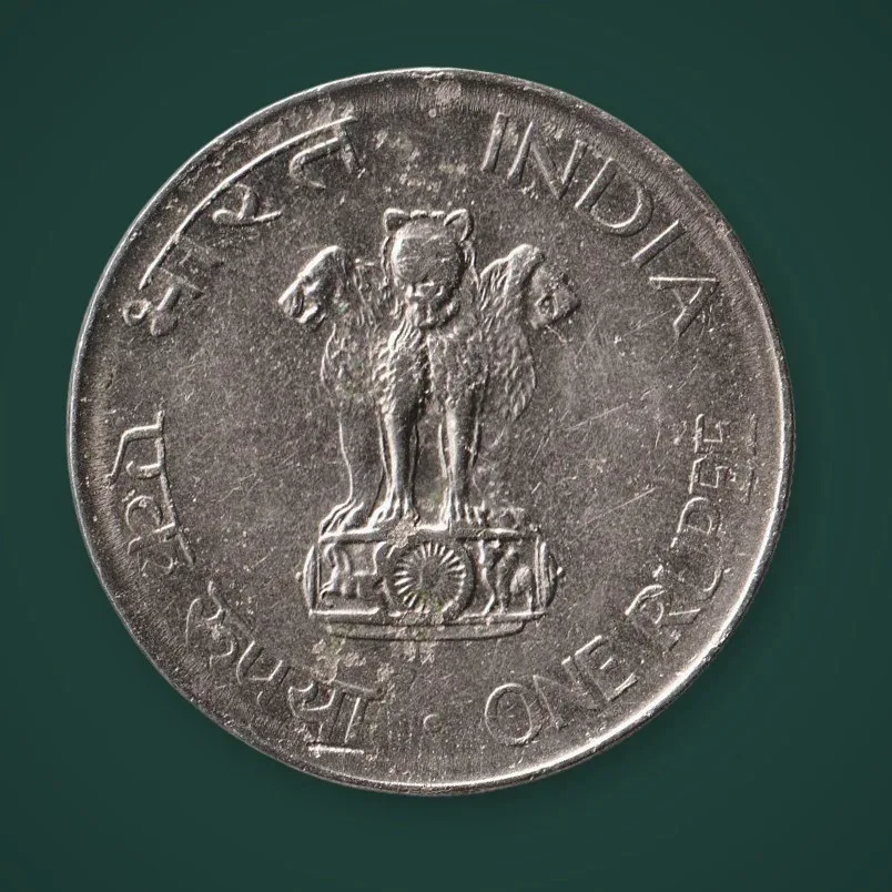 Rare 1 Rupee 1969 Mahatma Gandhi Centenary Republic of India Calcutta Mint Commemorative Coin # A1052