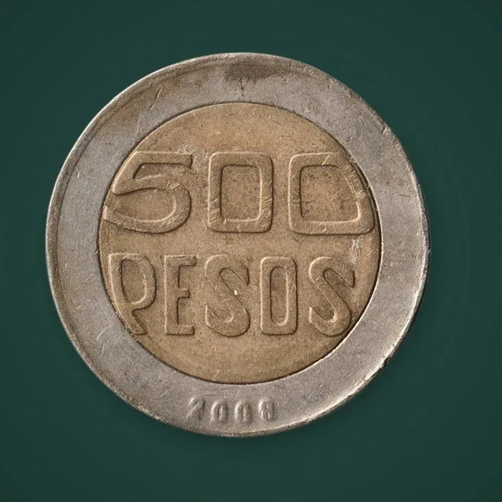 Rare Colombia 500 Pesos 2008 El Arbol de Guacari Bimetallic Republica de Colombia World Coin # A1065