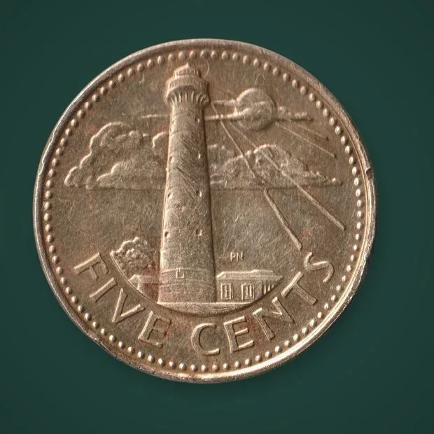 Rare Barbados 5 Cents 1988 South Point Lighthouse Barbados Caribbean World Coin # A1088