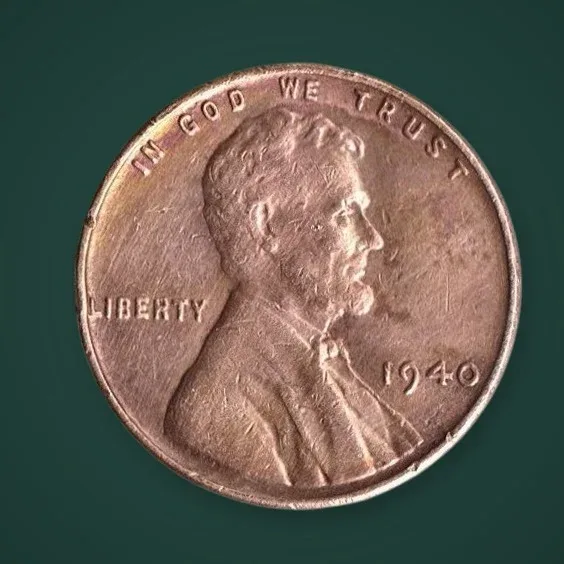 Rare 1 Cent 1940 Lincoln Wheat Penny Philadelphia Mint United States of America Coin # A1106