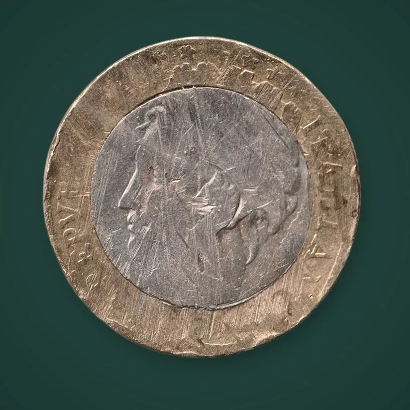 Rare ITLAY 1000 Lire Italia Turrita Map of Europe Bimetallic Repubblica Italiana World Coin # A1121