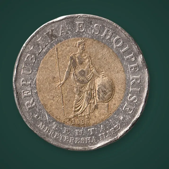 Rare Albania 100 Leke 2000 Queen Teuta of Illyria Republic of Albania Bimetallic World Coin # A1126