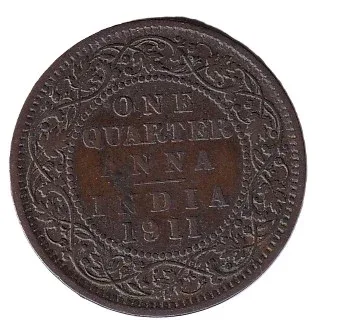 British-India 1/4 Anna (George V) 1911 Rare High Grade Coin