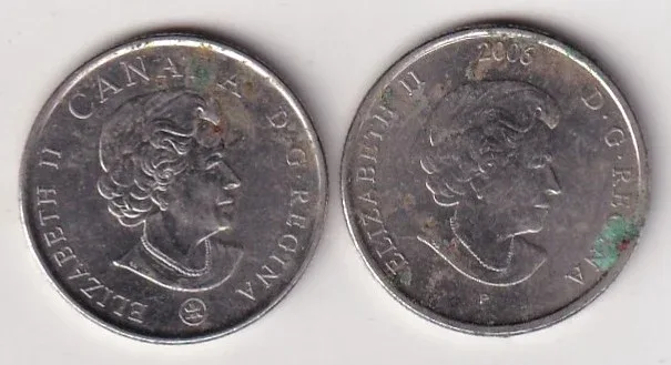2 Different Canada 25 Cents Rare Coloured (2 Coin) Set
