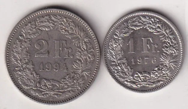 Switzerland 2 Different Denomination Rare  (2 Coin) Set